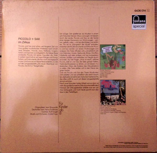 Cover zu André Popp - Piccolo + Sax Im Zirkus | Vinyl | Non-Music, Children's | Germany Schallplatten Ankauf