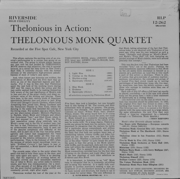 Cover zu The Thelonious Monk Quartet With Johnny Griffin - Thelonious In Action | 1975 | Vinyl | Jazz | Japan