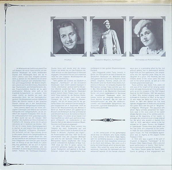 Cover zu Tiana Lemnitz - Historische Aufnahmen Aus Den Jahren 1942 - 1946 | 1974 | Vinyl | Classical | Germany