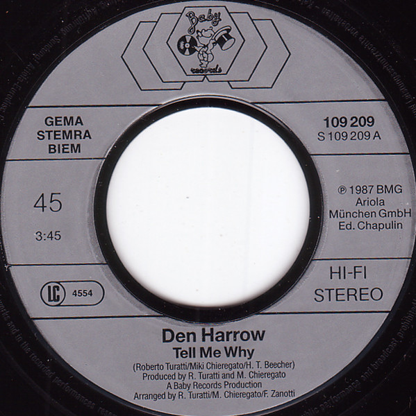 Cover zu Den Harrow - Tell Me Why | 1987 | Vinyl, 45 RPM, 7