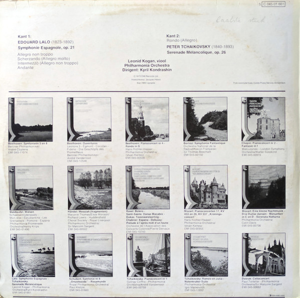 Cover zu Édouard Lalo / Pyotr Ilyich Tchaikovsky – Leonid Kogan, Philharmonia Orchestra, Kiril Kondrashin - Symphonie Espagnole / Serenade Melancolique | 1975 | Vinyl | Classical | Netherlands Schallplatten Ankauf
