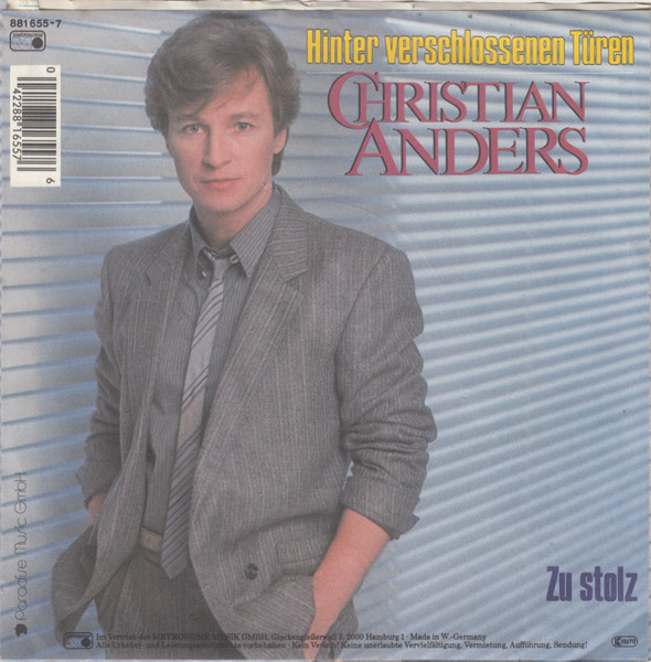 Cover zu Christian Anders - Hinter Verschlossenen Türen | 1985 | Vinyl | Pop | Germany Schallplatten Ankauf