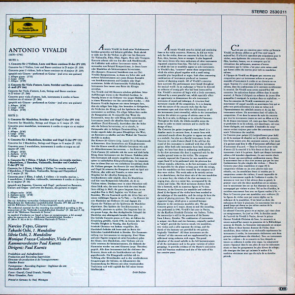 Cover zu Antonio Vivaldi - Narciso Yepes, Takashi Ochi & Silvia Ochi, Orchestre De Chambre Paul Kuentz - Sämtliche Konzerte Für Laute (Gitarre) Und Mandoline | Vinyl | Classical | Germany