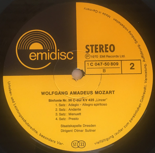 Cover zu Wolfgang Amadeus Mozart, Staatskapelle Dresden, Otmar Suitner - Prager Und Linzer Sinfonie | Vinyl | Classical | Germany