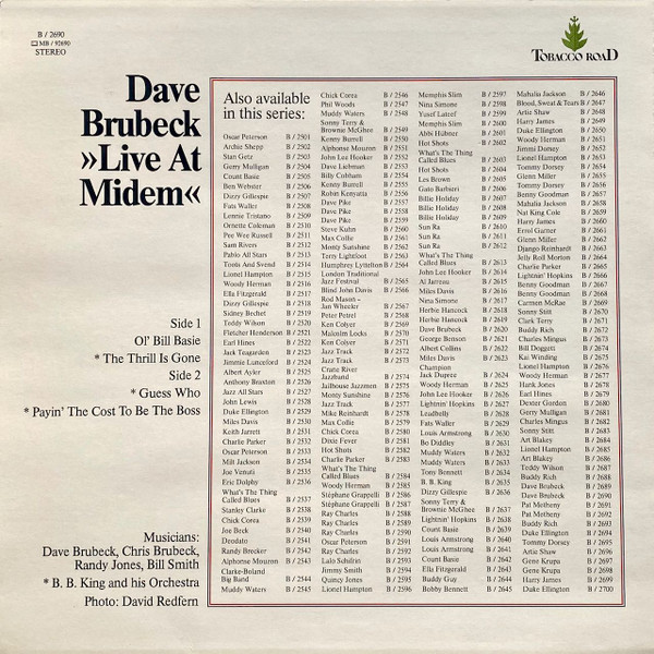 Cover zu Dave Brubeck Featuring William O. Smith, Randy Jones (3), Chris Brubeck, B.B. King - Live At Midem | Vinyl | Jazz, Blues | Switzerland