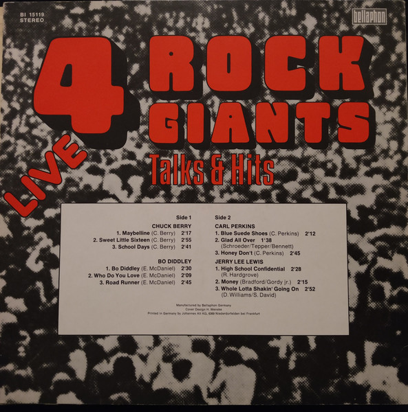 Cover zu Chuck Berry, Bo Diddley, Carl Perkins, Jerry Lee Lewis - 4 Rock Giants, Talks & Hits | Vinyl | Rock | Germany Schallplatten Ankauf