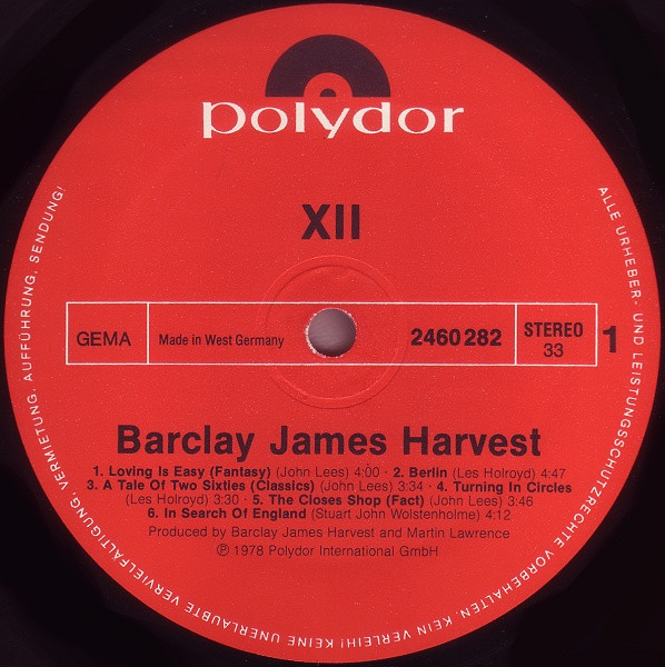 Cover zu Barclay James Harvest - XII | 1978 | Vinyl, LP, Album, Stereo | Rock | Germany