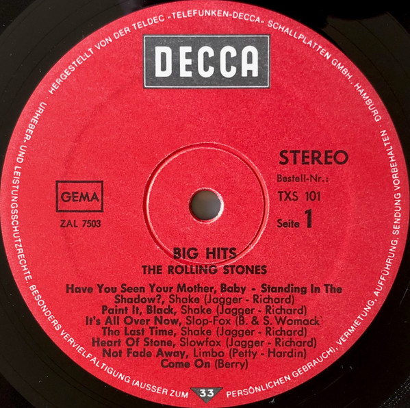 Cover zu The Rolling Stones - Big Hits (High Tide And Green Grass) | 1973 | Vinyl | Rock | Germany