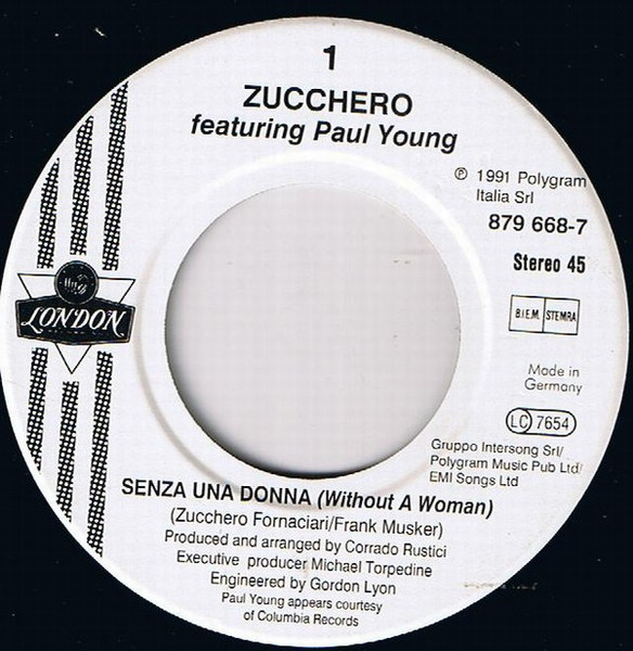 Cover zu Zucchero Featuring Paul Young - Senza Una Donna (Without A Woman) | 1991 | Vinyl | Rock, Pop | Europe Schallplatten Ankauf