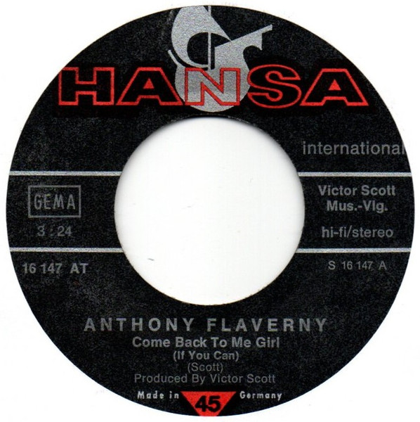 Cover zu Anthony Flaverney - Come Back To Me Girl (If You Can) / Coconut Woman | 1975 | Vinyl | Funk / Soul, Pop | Germany Schallplatten Ankauf