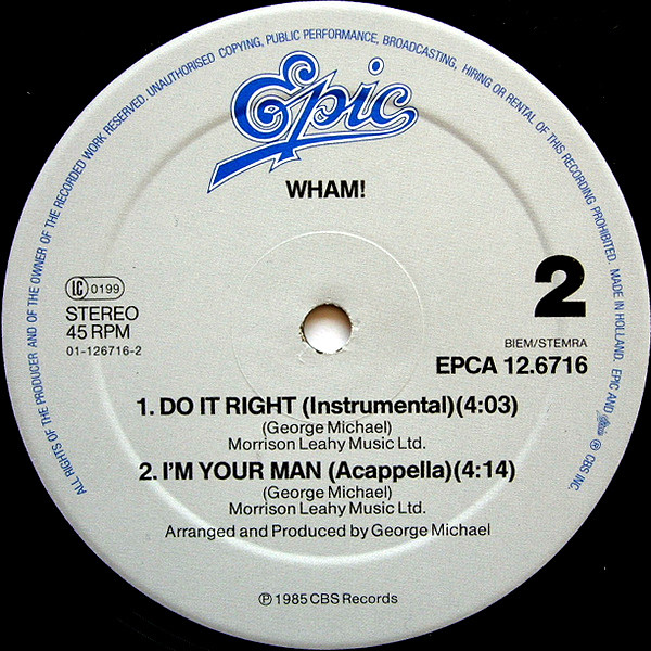 Cover zu Wham! - I'm Your Man | 1985 | Vinyl | Electronic, Pop | Europe