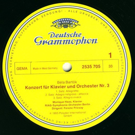 Cover zu Béla Bartók - Klavierkonzert Nr. 3 | Vinyl | Classical | Germany Schallplatten Ankauf