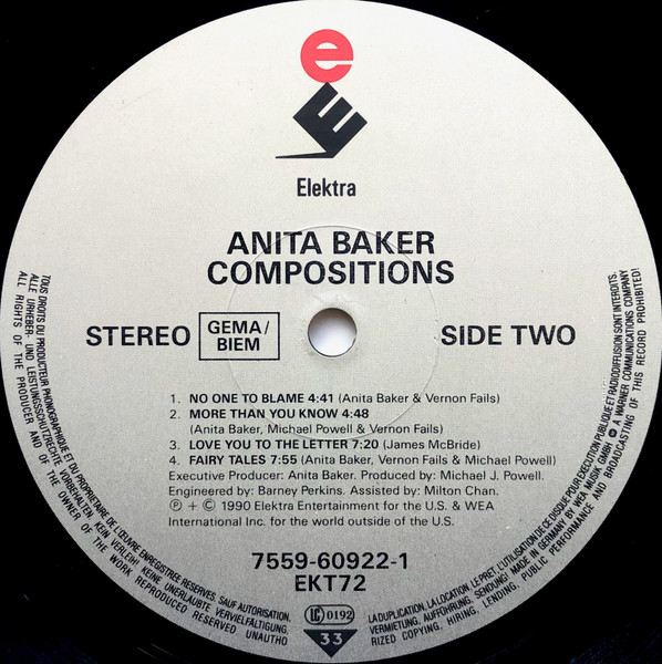 Cover zu Anita Baker - Compositions | 1990 | Vinyl | Jazz, Funk / Soul | UK & Europe Schallplatten Ankauf