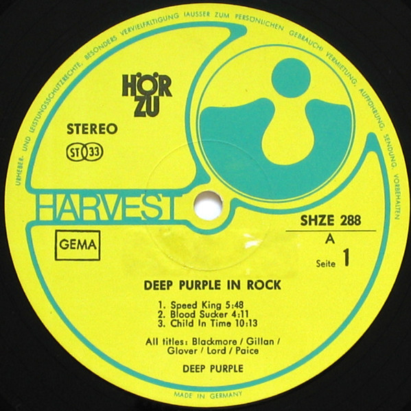 Cover zu Deep Purple - In Rock | 1970 | Vinyl, LP, Album, Stereo, Special Edition, Gat, S/Edition | Rock | Germany Schallplatten Ankauf