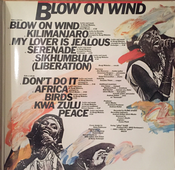 Cover zu Bongi Makeba - Blow On Wind | 1980 | LP, Album | Jazz, Rock, Funk / Soul, Folk, World, & Country | Germany