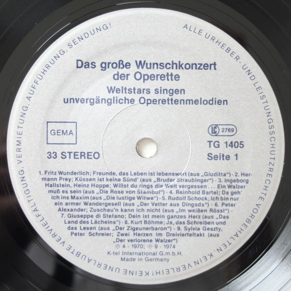 Cover zu Various - Das Große Wunsch-Konzert Der Operette | 1982 | Vinyl | Classical | Germany