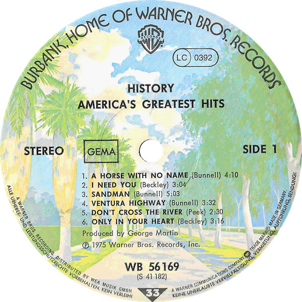 Cover zu America (2) - History · America's Greatest Hits | Vinyl | Rock | Germany Schallplatten Ankauf