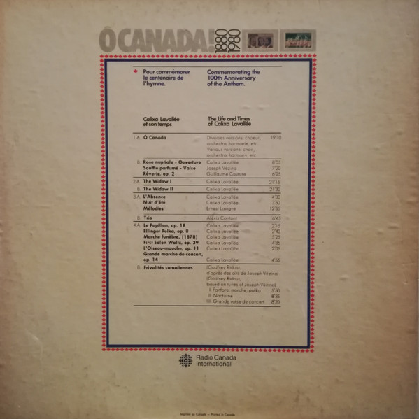 Cover zu Various, Calixa Lavallée - Ô Canada! 1880/1980 | 1980 | Vinyl | Classical | Canada Schallplatten Ankauf
