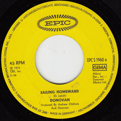 Cover zu Donovan - Sailing Homeward | 1973 | Vinyl | Pop | Germany