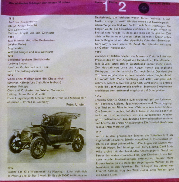 Cover zu Various - Die Schönsten Schlager Der Letzten 50 Jahre - Serie 1, Platte 2 | Vinyl | Pop | Germany Schallplatten Ankauf