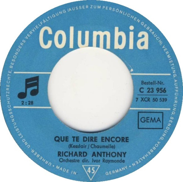 Cover zu Richard Anthony (2) - Les Ballons / Que Te Dire Encore | 1968 | Vinyl | Pop | Germany