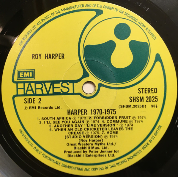 Cover zu Roy Harper - Harper 1970-1975 | 1978 | Vinyl | Rock | UK