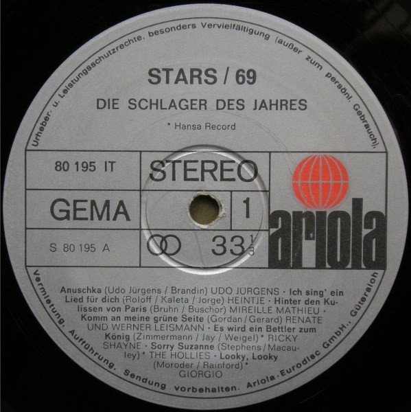 Cover zu Various - Stars 69 Die Schlager Des Jahres | 1969 | Vinyl | Pop | Germany