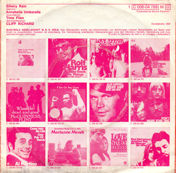 Cover zu Cliff Richard - Silvery Rain | 1971 | Vinyl | Rock, Pop | Germany Schallplatten Ankauf