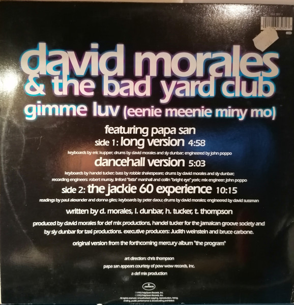 Cover zu David Morales & The Bad Yard Club - Gimme Luv (Eenie Meenie Miny Mo) | 1993 | Vinyl | Electronic, Reggae | US
