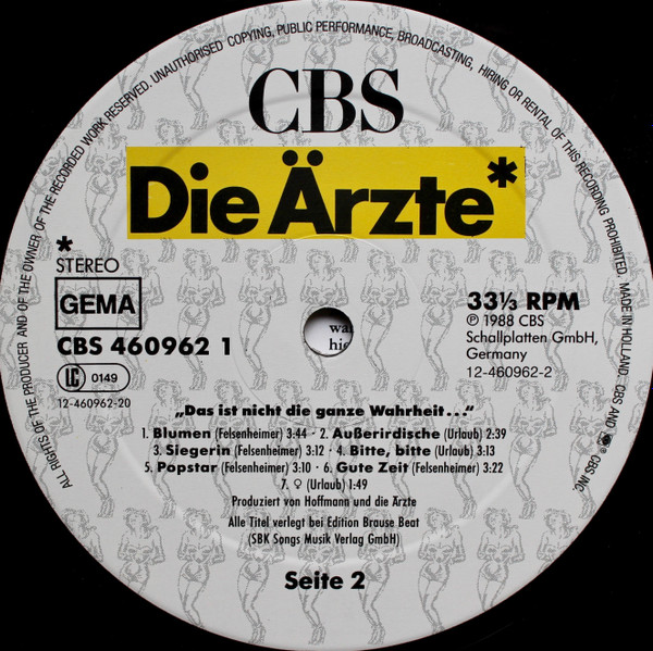 Cover zu Die Ärzte - Das Ist Nicht Die Ganze Wahrheit... | 1988 | LP, Album | Rock, Pop | Germany