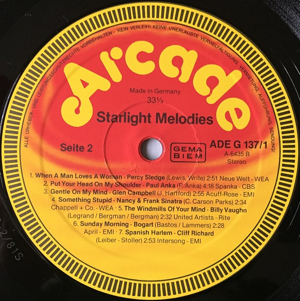 Cover zu Various - Starlight Melodies | 1981 | Vinyl | Jazz, Rock, Funk / Soul, Pop | Europe