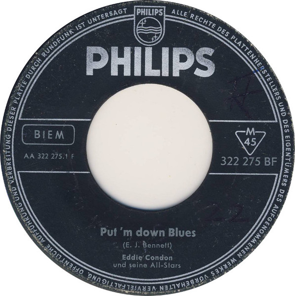 Cover zu Eddie Condon And His All-Stars - Put'm Down Blues / My Monday Date | Vinyl | Jazz | Germany Schallplatten Ankauf