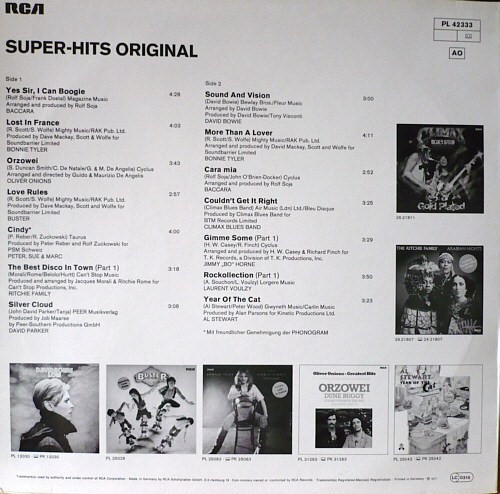 Cover zu Various - Super Hits Original | 1977 | Vinyl | Rock, Funk / Soul, Pop | Germany