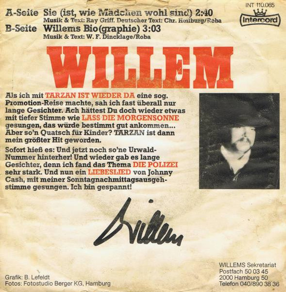 Cover zu Willem (2) - Sie (Ist, Wie Mädchen Wohl Sind) | 1978 | Vinyl | Pop | Germany Schallplatten Ankauf