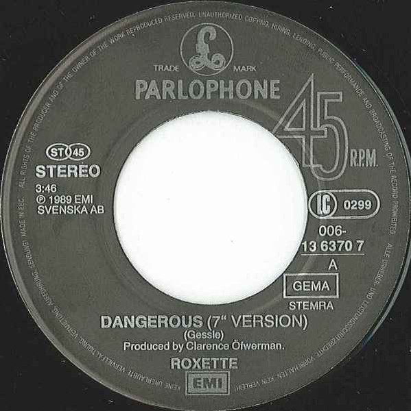 Cover zu Roxette - Dangerous | 1990 | Vinyl, Stereo, 45 RPM, 7