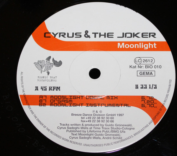 Cover zu Cyrus & The Joker - Moonlight | 1997 | Vinyl | Electronic | Germany Schallplatten Ankauf