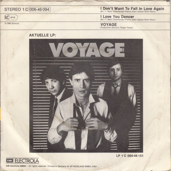 Cover zu Voyage - I Don't Want To Fall In Love Again | 1980 | Vinyl | Electronic, Funk / Soul | Germany Schallplatten Ankauf