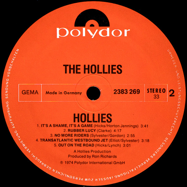 Cover zu The Hollies - Hollies | 1974 | Vinyl | Rock, Blues, Pop | Germany Schallplatten Ankauf