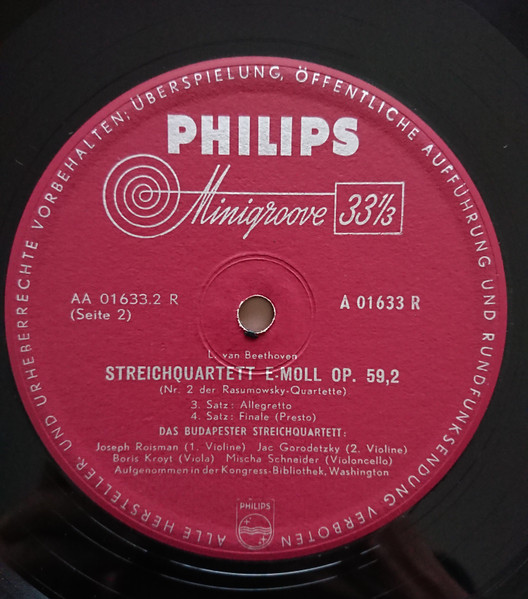 Cover zu Budapest String Quartet, Ludwig van Beethoven - Beethoven Gesamte Streichquartette - Streichquartett Nr. 8 E-Moll Op. 59,2 (Nr. 2 Der Rasumowsky-Quartette) | Vinyl | Classical | Germany Schallplatten Ankauf