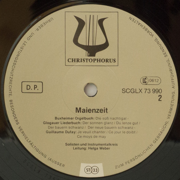 Cover zu Almut Teichert-Hailperin, Kevin Smith (11), Wilfried Jochens, Martin Nitz, Ensemble Helga Weber - Maienzeit - Gesänge und Instrumentalstücke des 13.-15.Jahrhunderts | 1984 | Classical