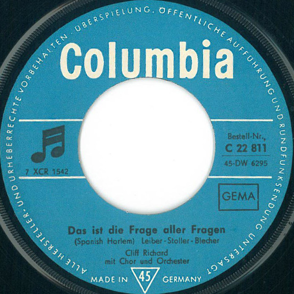 Cover zu Cliff Richard - Das Ist Die Frage Aller Fragen / Nur Mit Dir | 1964 | Vinyl | Rock, Pop | Germany