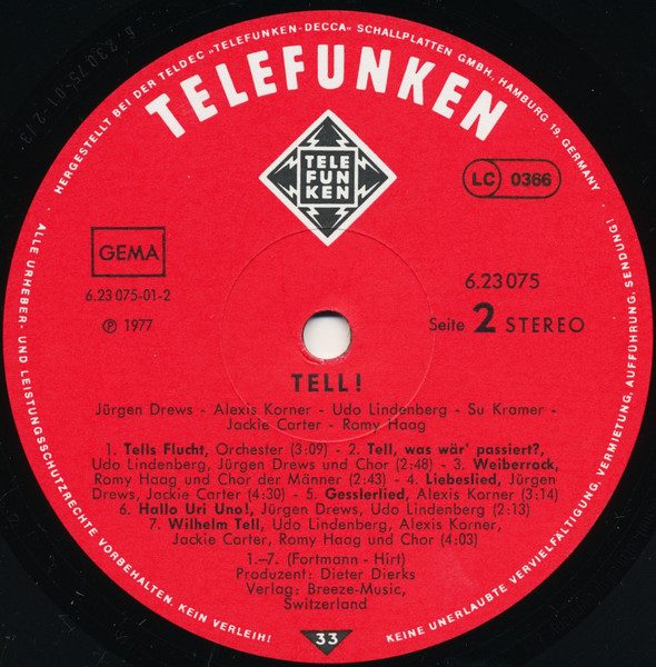 Cover zu Various - Tell! | 1977 | Vinyl | Rock, Funk / Soul, Stage & Screen | Germany