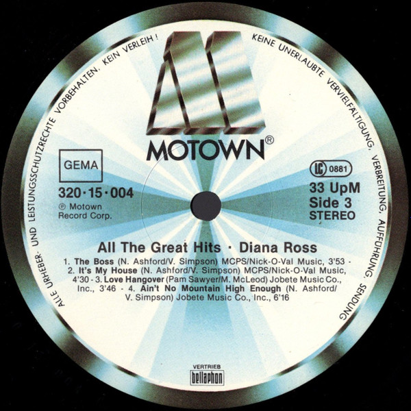 Cover zu Diana Ross - All The Great Hits | 1981 | Vinyl | Electronic, Funk / Soul | Germany