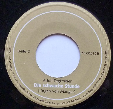 Cover zu Adolf Tegtmeier - Zur Scheidung Ungeeignet / Die Schwache Stunde | Vinyl | Non-Music | Germany