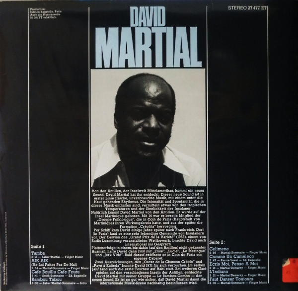 Cover zu David Martial - Original Tropical Sound | 1975 | Vinyl | Reggae, Latin, Funk / Soul | Germany Schallplatten Ankauf