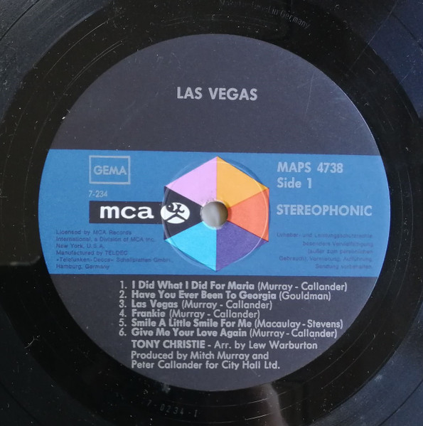 Cover zu Tony Christie - Las Vegas | 1971 | Vinyl | Pop | Germany Schallplatten Ankauf