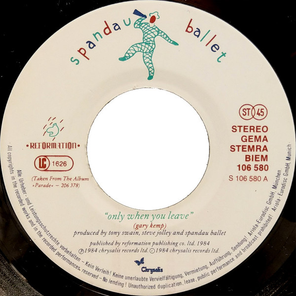 Cover zu Spandau Ballet - Only When You Leave | 1984 | Vinyl | Rock, Pop | Europe Schallplatten Ankauf