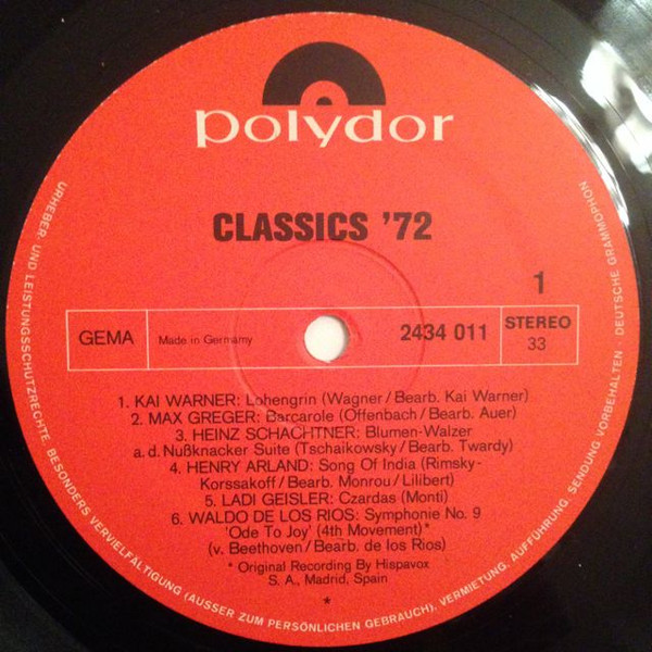 Cover zu Various - Classics '72 | 1972 | Vinyl | Classical | Germany