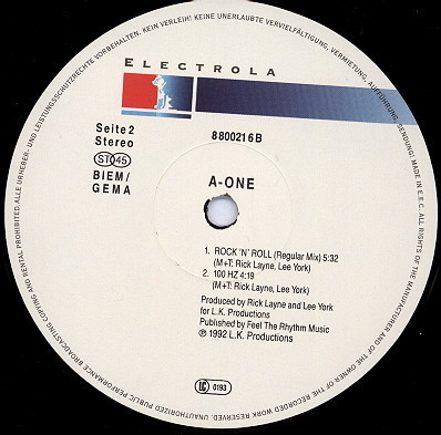 Cover zu A-One - Rock' N' Roll | 1992 | Vinyl | Electronic | Europe Schallplatten Ankauf