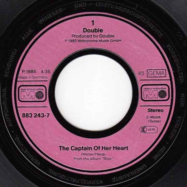 Cover zu Double - The Captain Of Her Heart | 1985 | Vinyl, Stereo, 45 RPM, 7